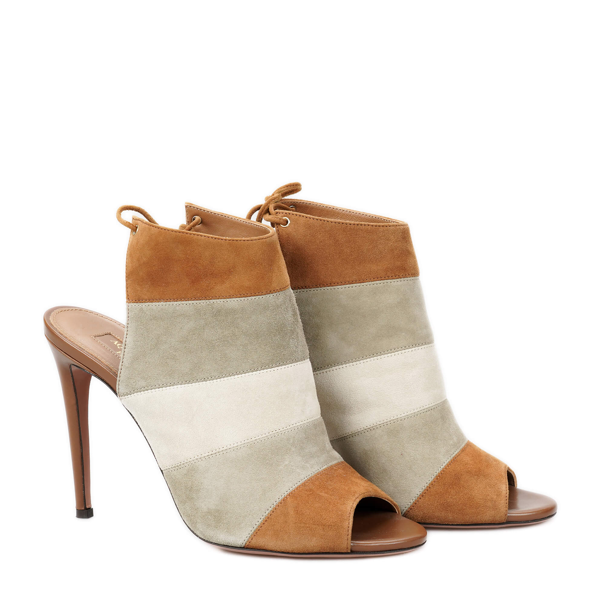 Aquazzura - Brown / Beige / White Suede Pumps 